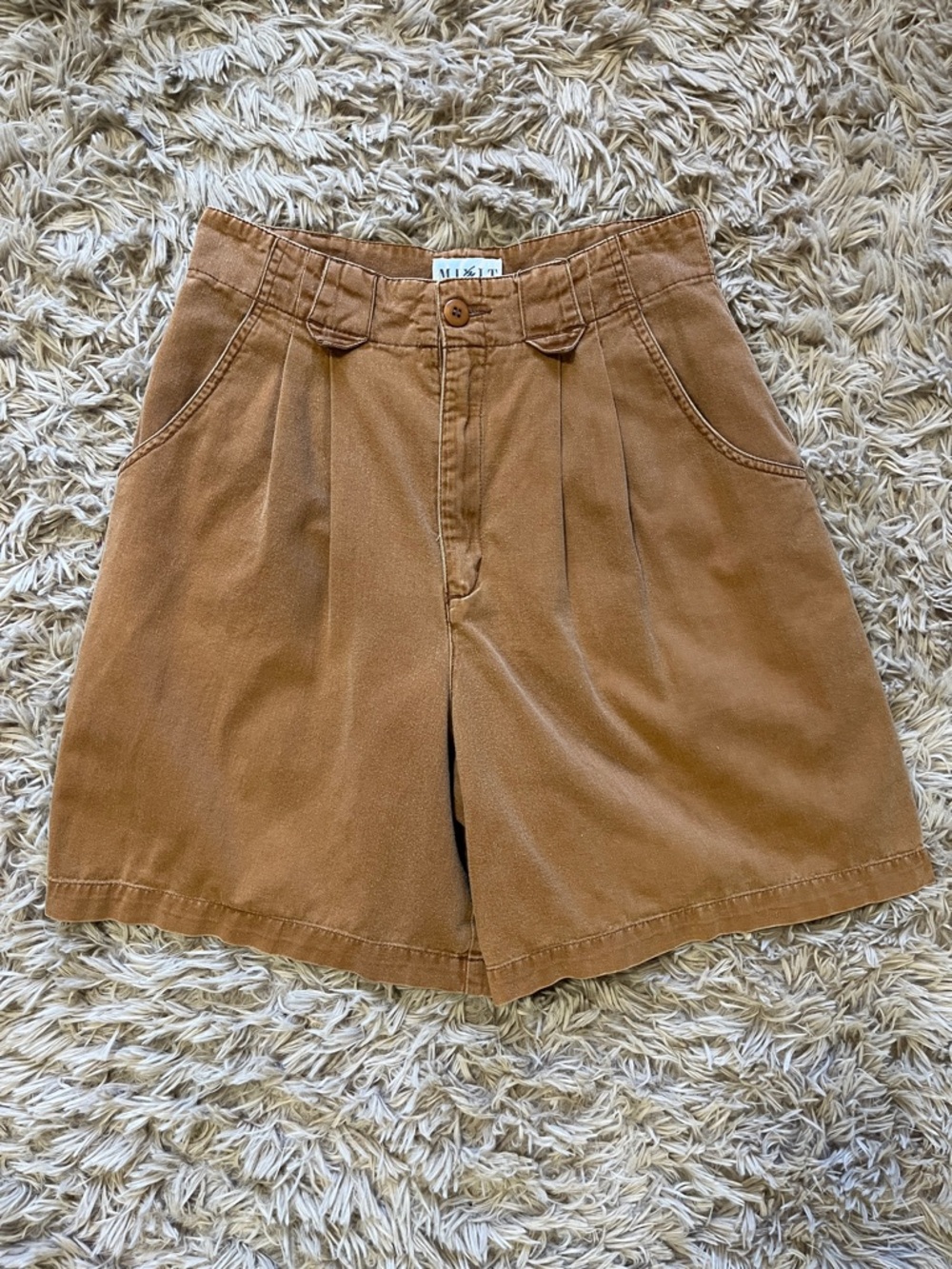 Vintage  Mix It High Waisted Pleated Cotton Shorts